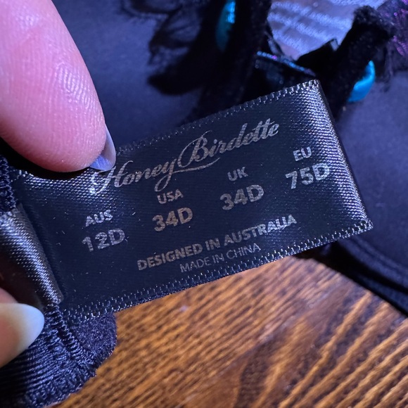 Honey Birdette Black and Purple Lace Bra - Picture 3 of 5